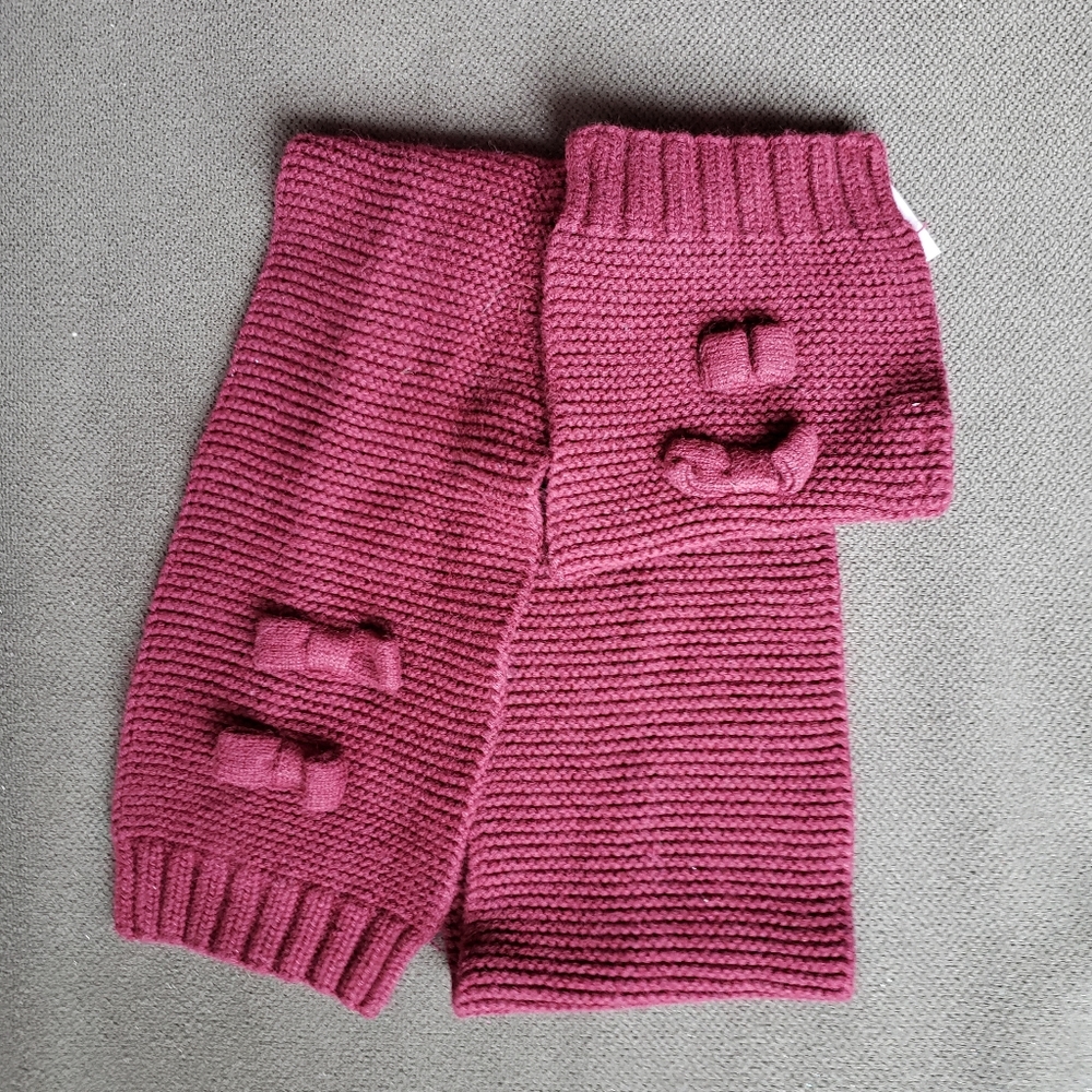 Jacadi Girls Knit Arm Warmers and Headband Set in Deep Pink